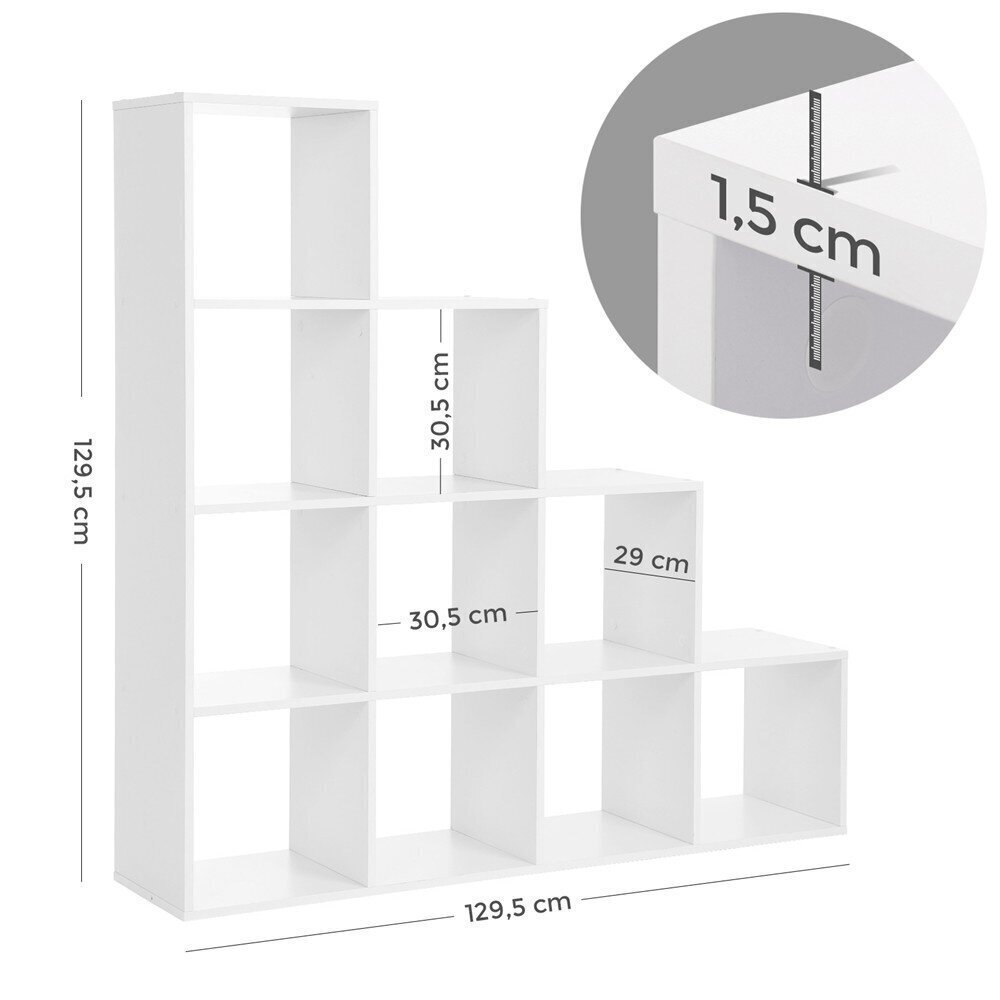 Eraldiseisev riiul Songmics 130cm, valge hind ja info | Riiulid | kaup24.ee