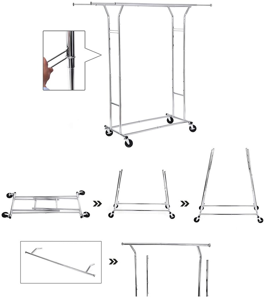 Riidestange Songmics 172 cm, hõbedast värvi цена и информация | Nagid | kaup24.ee