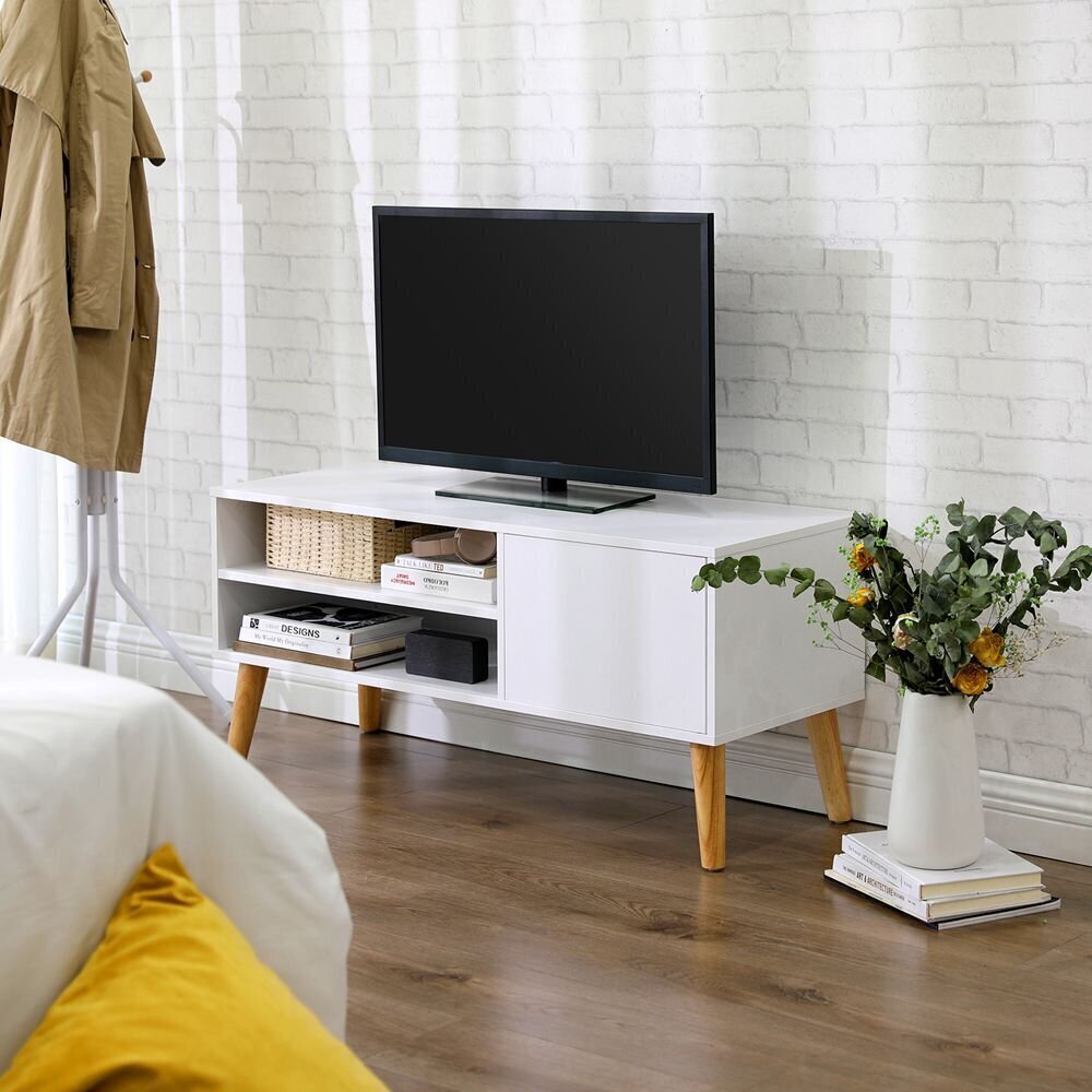 TV-laud Songmics 110 cm, valge/pruun hind ja info | TV alused | kaup24.ee