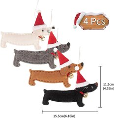 Jõulupuu Dachshund Koer Ripetatud Ornament-Komplekt 4 hind ja info | Peokaunistused | kaup24.ee