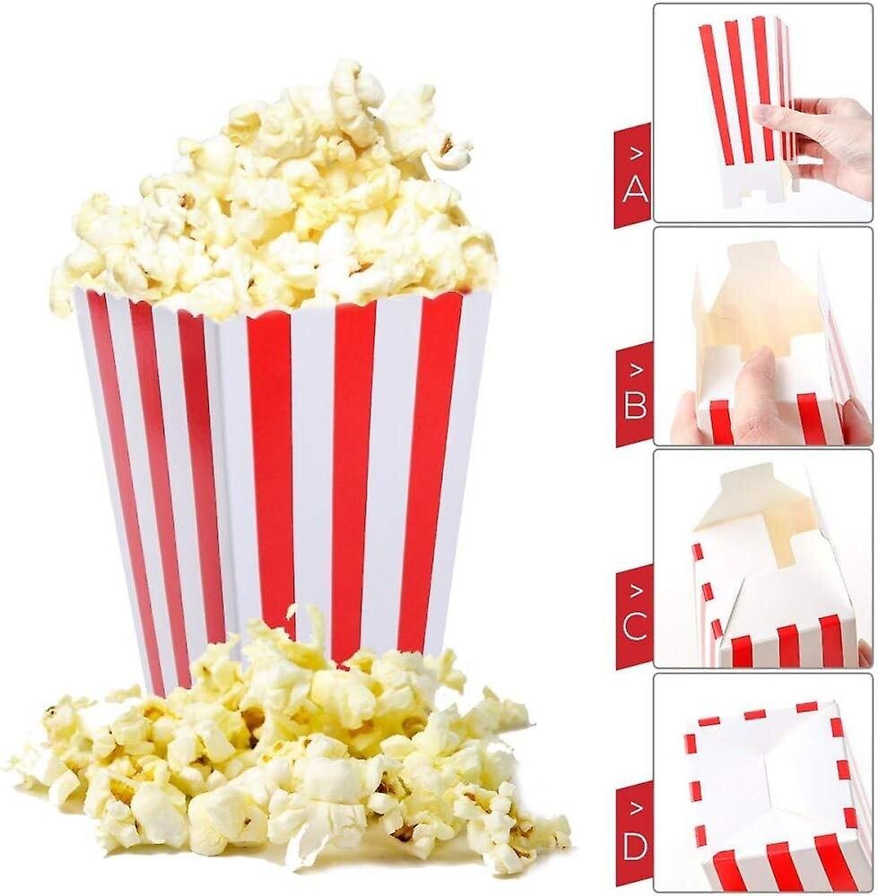 Punased Triibulised Popcorn Karbid - Karnevalid Mini Paber Popkorn Ja Candy Contai цена и информация | Peokaunistused | kaup24.ee