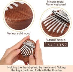 Mini Kalimba pöidlaklaver, täispuidust 8-klahviline klaver, kaasaskantav цена и информация | Клавишные музыкальные инструменты | kaup24.ee