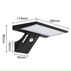 Уличный светильник с солнечной панелью, 90 светодиодов, светодиодный прожектор с датчиком движения, водонепроницаемый с 3 интеллектуальными режимами цена и информация | Настенные светильники | kaup24.ee