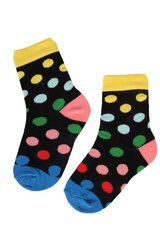 Детские xлопчатобумажные носки черного цвета с узором в разноцветный горошек Dots Party цена и информация | Носки, колготки для девочек | kaup24.ee