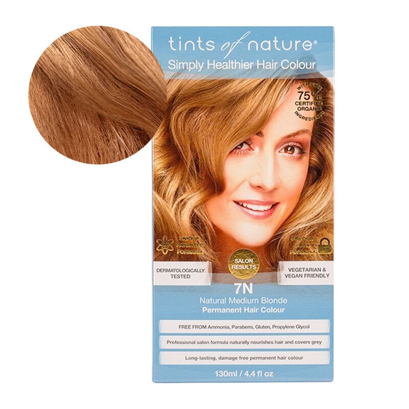 Tints of Nature looduslik juuksevärv 7N keskmine blond, 130 ml hind ja info | Juuksevärvid | kaup24.ee