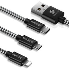 USB kaabel Dux Ducis K-ONE 3in1 microUSB-Lightning-Type-C FastCharging 1.2m hind ja info | Mobiiltelefonide kaablid | kaup24.ee