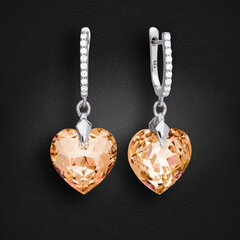 Naiste hõbedased kõrvarõngad DiamondSky "Romantic Heart III R (Colorado Topaz)" Swarovski kristallidega hind ja info | Kõrvarõngad | kaup24.ee