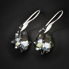 Naiste hõbedased kõrvarõngad DiamondSky "Baroque IV (Silver Night)" Swarovski kristallidega hind ja info | Kõrvarõngad | kaup24.ee