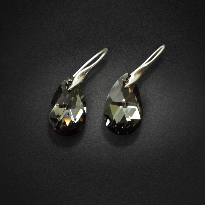 Naiste hõbedased kõrvarõngad DiamondSky "Baroque (Silver Night)" Swarovski kristallidega цена и информация | Kõrvarõngad | kaup24.ee