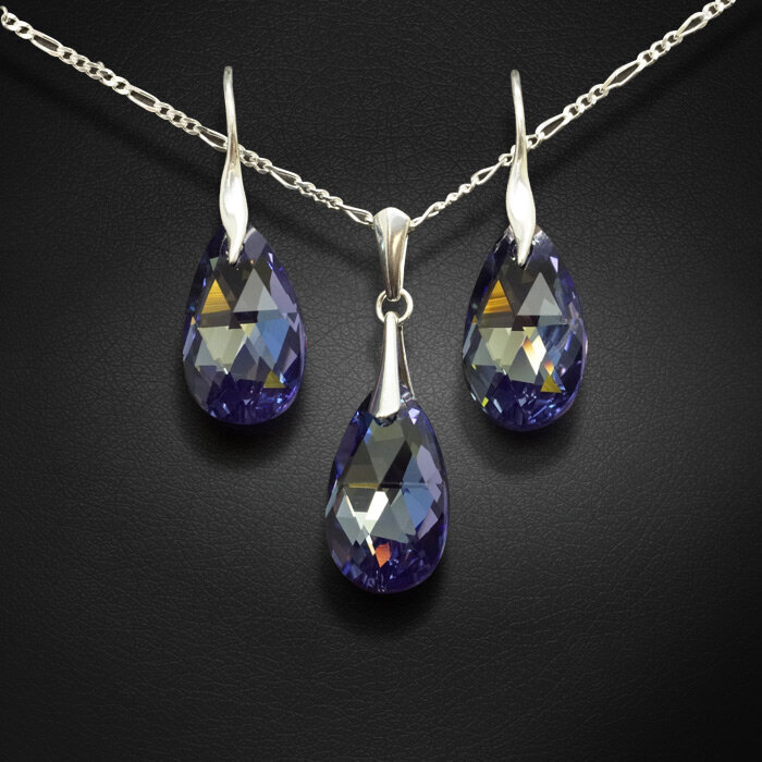 Naiste ehete komplekt „Baroque (Tanzanite AB)“ koos Swarovski kristallidega hind ja info | Ehete komplektid | kaup24.ee