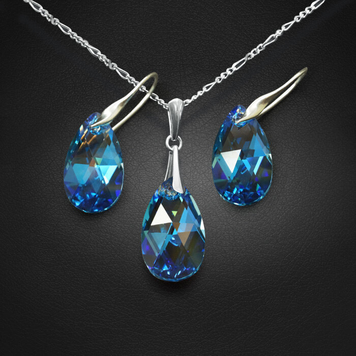 Naiste ehete komplekt „Baroque (Aquamarine Blue AB)“ koos Swarovski kristallidega hind ja info | Ehete komplektid | kaup24.ee