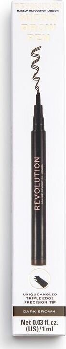 Kulmupliiats Makeup Revolution Micro Brow 1 ml, Dark Brown цена и информация | Kulmuvärvid, -pliiatsid | kaup24.ee