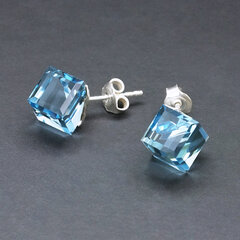 Naiste hõbedased kõrvarõngad DiamondSky "Rubicon II (Aquamarine Blue)" Swarovski kristallidega hind ja info | Kõrvarõngad | kaup24.ee