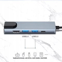 Adapter RJ45 1000Mbps HDMI USB 3.0 USBC PD 100W hind ja info | USB jagajad, adapterid | kaup24.ee