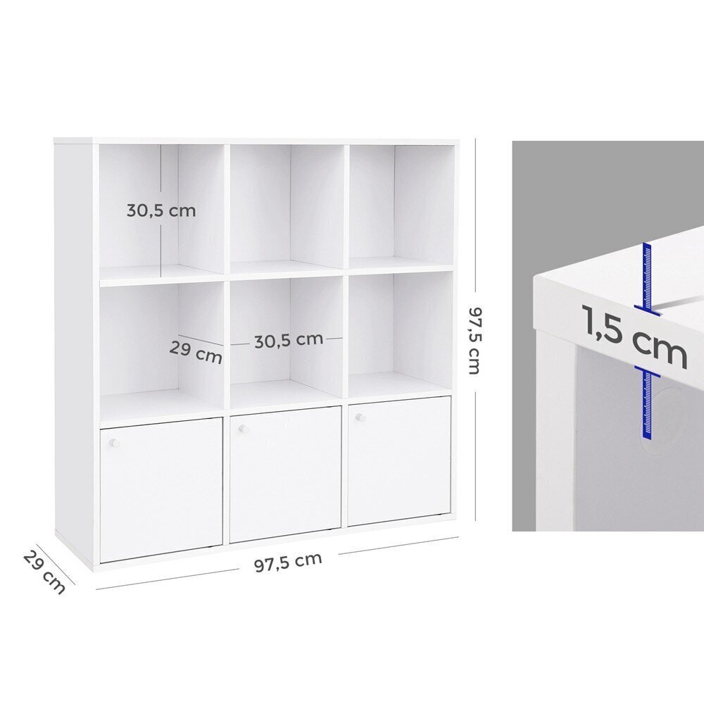 Eraldiseisev riiul Songmics 97,5x30 cm, valge цена и информация | Riiulid | kaup24.ee