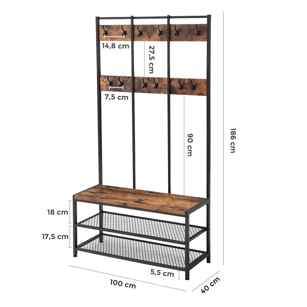 Esikumööbli komplekt Songmics 186 cm, must/pruun hind ja info | Esikukomplektid | kaup24.ee