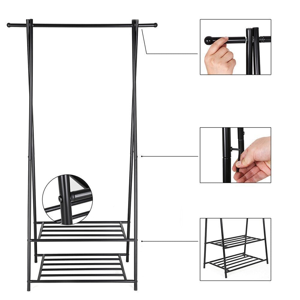 Riidenagi Songmics 155 cm, must hind ja info | Riidestanged ja nagid | kaup24.ee