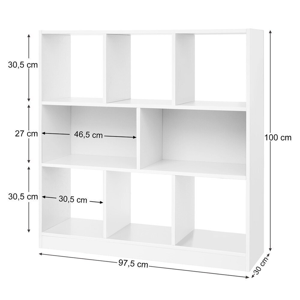 Eraldiseisev riiul Songmics 97,5x30 cm, valge цена и информация | Riiulid | kaup24.ee