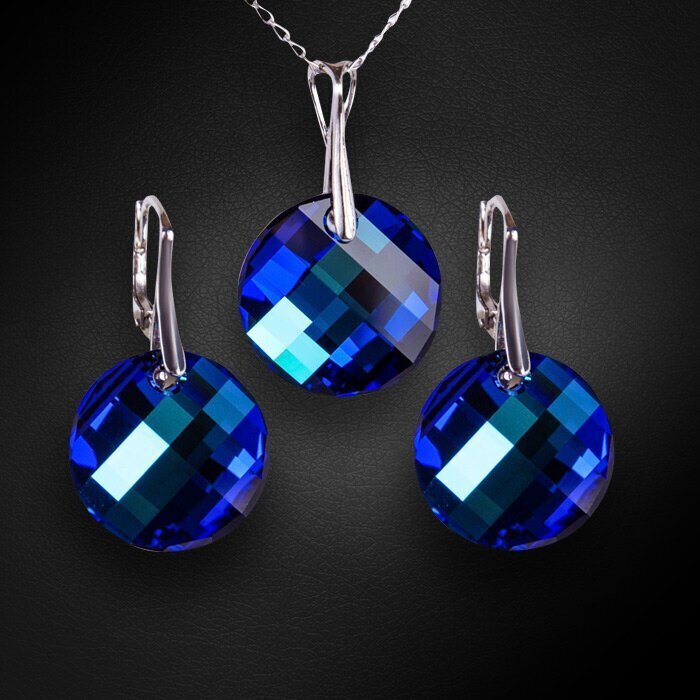 Naiste ehete komplekt „Moon (Bermuda Blue)“ koos Swarovski kristallidega цена и информация | Ehete komplektid | kaup24.ee