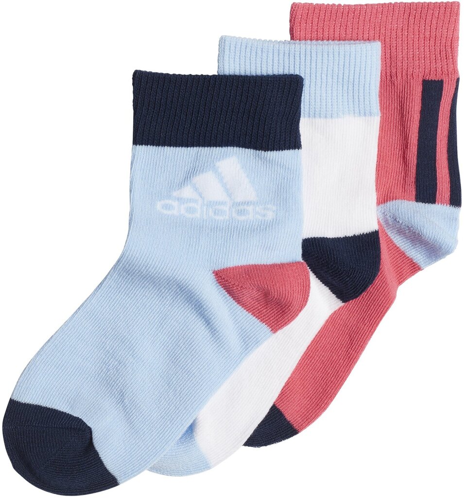 Sokid lastele Adidas LK Ankle S 3PP White Pink Blue hind ja info | Naiste sokid | kaup24.ee