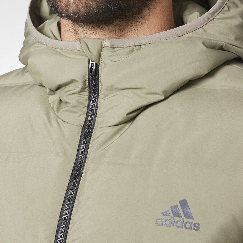 Jope Adidas Helionic Hooded Down Jacket Trace Cargo hind ja info | Meeste joped | kaup24.ee