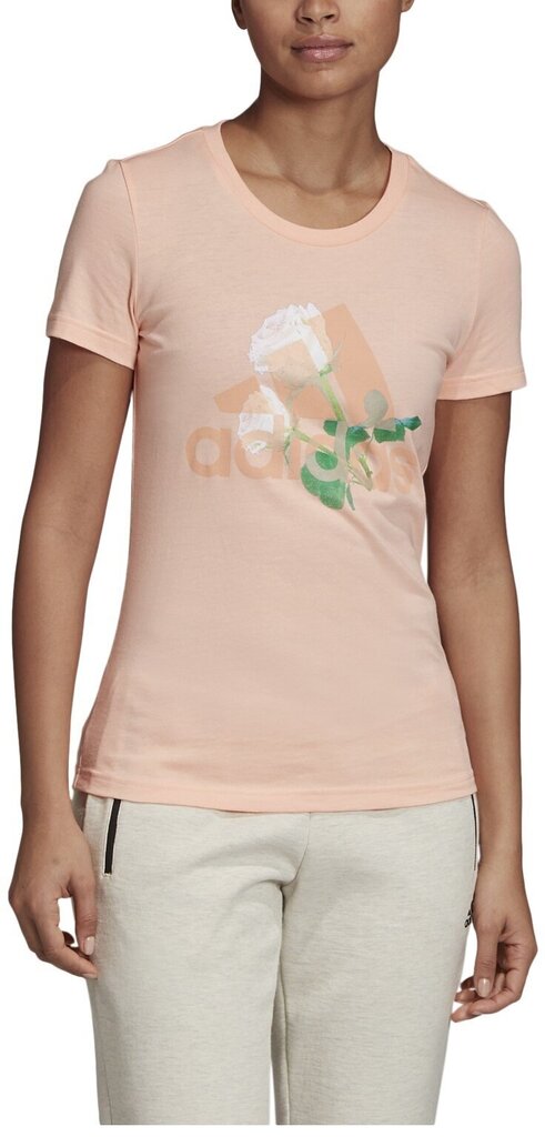 Pluus Adidas W Mh Flower Tee Pink hind ja info | Naiste spordiriided | kaup24.ee