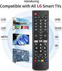 Universaalne kaugjuhtimispult LG Smart TV, LCD, LED, 3D, HDTV, AKB75095308, AKB75095307, AKB73715601 jaoks, ühildub kõigi LG kaugjuhtimispultidega hind ja info | Smart TV tarvikud | kaup24.ee