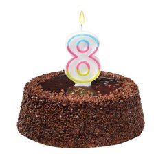 Susy Card Свеча на день рождения, номер 8, красочный, 9 cм  цена и информация | Гудки для вечеринки Clown Face (4шт.) | kaup24.ee