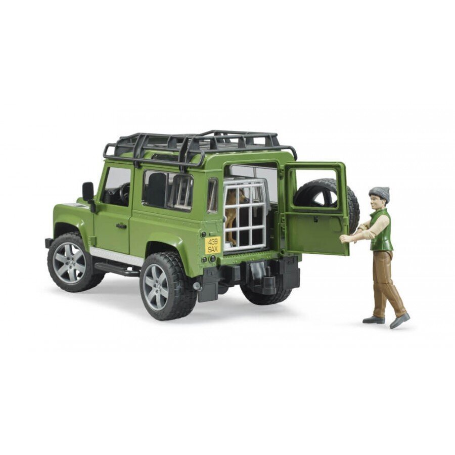 Mudelauto Land Rover Defender metsniku ja koeraga Bruder, 02587 hind ja info | Poiste mänguasjad | kaup24.ee
