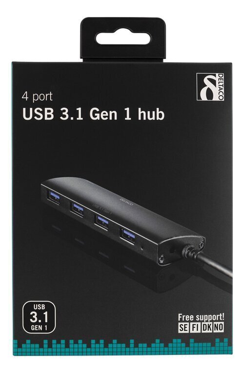 USB jaotur Deltaco UH-481, USB A, 0.3 m hind ja info | USB jagajad, adapterid | kaup24.ee