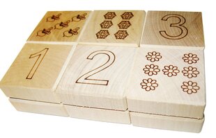 Деревянные кубики с цифрами 12 шт. 0021 цена и информация | Развивающие игрушки | kaup24.ee