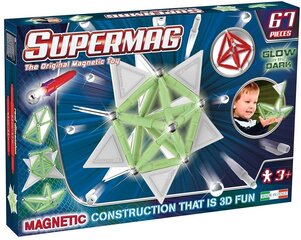 Magnetiline konstruktor Supermag Primary Glow, 0159, 67-osaline hind ja info | Klotsid ja konstruktorid | kaup24.ee