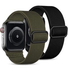 Pakkerihmad, mis ühilduvad Apple Watchi rihmaga 45mm 44mm 42mm Loop iWatch SE Ultra Series 8 7 6 5 4 3 2 1 Must/roheline цена и информация | Аксессуары для смарт-часов и браслетов | kaup24.ee