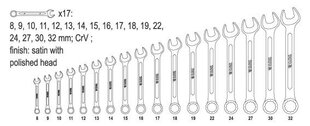 Комплект комбинированных ключей 17 шт., 8-32мм Yato цена и информация | Механические инструменты | kaup24.ee
