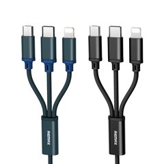 USB kaabel Remax RC-131th 3in1 microUSB-Lightning-Type-C 2.8A sinine 1.15m hind ja info | Mobiiltelefonide kaablid | kaup24.ee