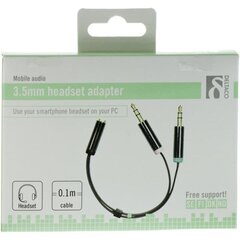 Deltaco AUD-202, Aux Aux 3.5 mm 4pin F/3pin M, 0.1 m hind ja info | USB jagajad, adapterid | kaup24.ee