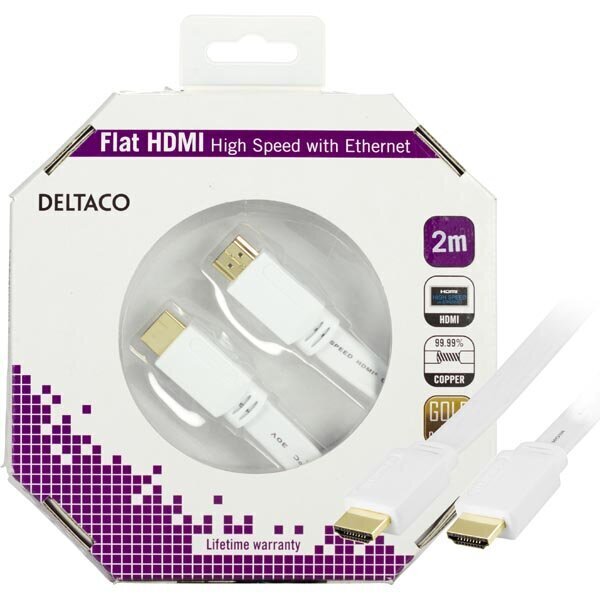 DELTACO HDMI-1020H-K, lame HDMI kaabel, 2m hind ja info | Kaablid ja juhtmed | kaup24.ee
