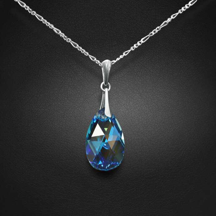Hõbedane Swarovski kristallidega kaelakee DiamondSky "Baroque (Aquamarine Blue AB)" hind ja info | Kaelakeed | kaup24.ee