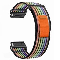 Для Coros Vertix 2 / Garmin Fenix 7X / 6X / 5X 26 мм Trail Loop нейлоновый ремешок мягкий ремешок для часов - R черный радужный черный многоцветный цена и информация | Аксессуары для смарт-часов и браслетов | kaup24.ee