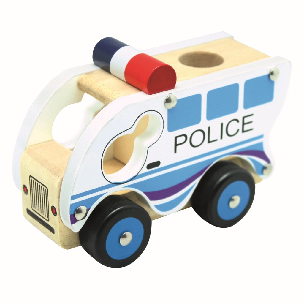 Puidust politseiauto Bino hind ja info | Poiste mänguasjad | kaup24.ee
