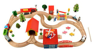Большая деревянная гоночная трасса для автомобилей и поездов цена и информация | Игрушки для мальчиков | kaup24.ee