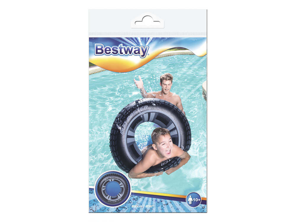 Täispuhutav ujumisrõngas Bestway Autorehv 91 cm hind ja info | Täispuhutavad veemänguasjad ja ujumistarbed | kaup24.ee