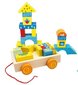 Puidust käru koos värviliste koos värviliste klotsidega Bino, 19-osaline цена и информация | Arendavad mänguasjad | kaup24.ee