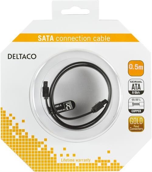 Deltaco SATA-1001-K, SATA, 0.5m hind ja info | Kaablid ja juhtmed | kaup24.ee