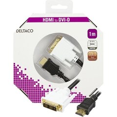 Deltaco HDMI-110-K, HDMI/DVI, 1 m hind ja info | Kaablid ja juhtmed | kaup24.ee