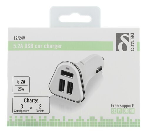 Deltaco USB-CAR102 hind ja info | Mobiiltelefonide laadijad | kaup24.ee