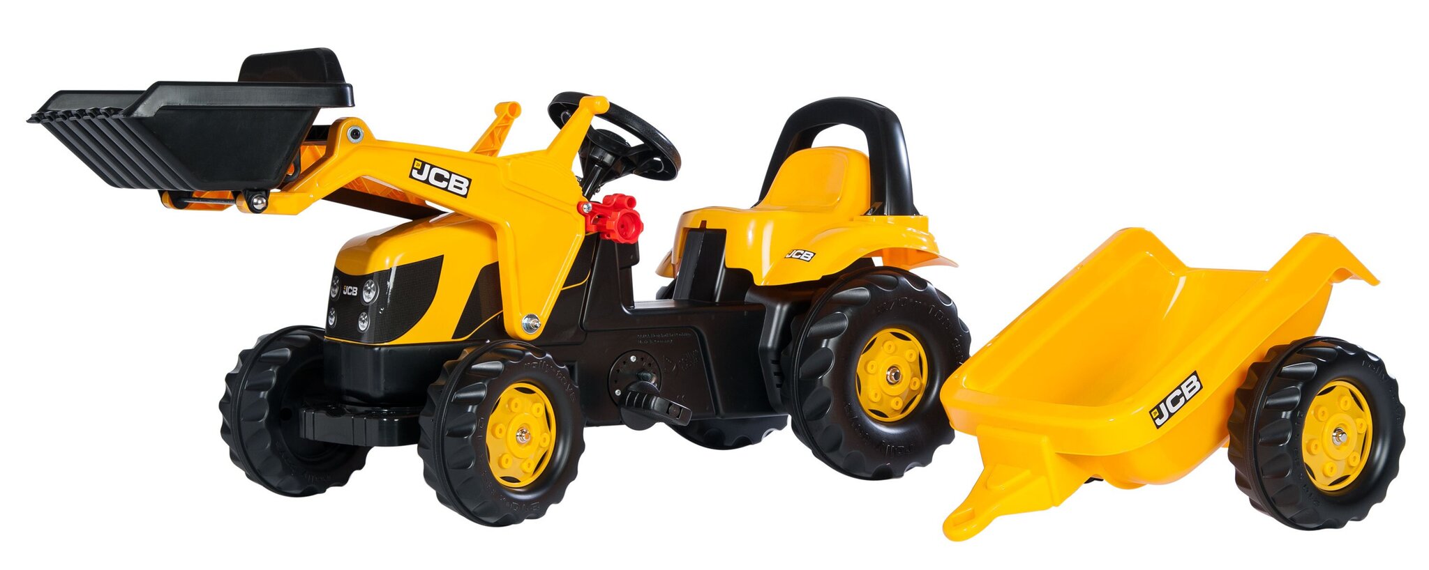 Kopa ja järelkäruga pedaaltraktor Rolly Toys Rolly Kid JCB, kollane цена и информация | Poiste mänguasjad | kaup24.ee