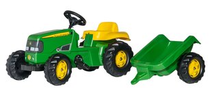 Педальный трактор с прицепом «RollyToys John Deere», зеленый цена и информация | Игрушки для мальчиков | kaup24.ee