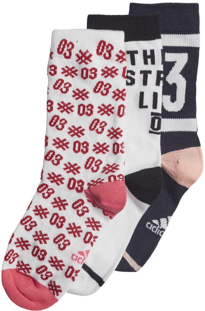 Sokid lastele Adidas YA GR Scks 3PP White Black Red hind ja info | Tüdrukute sukkpüksid ja sokid | kaup24.ee
