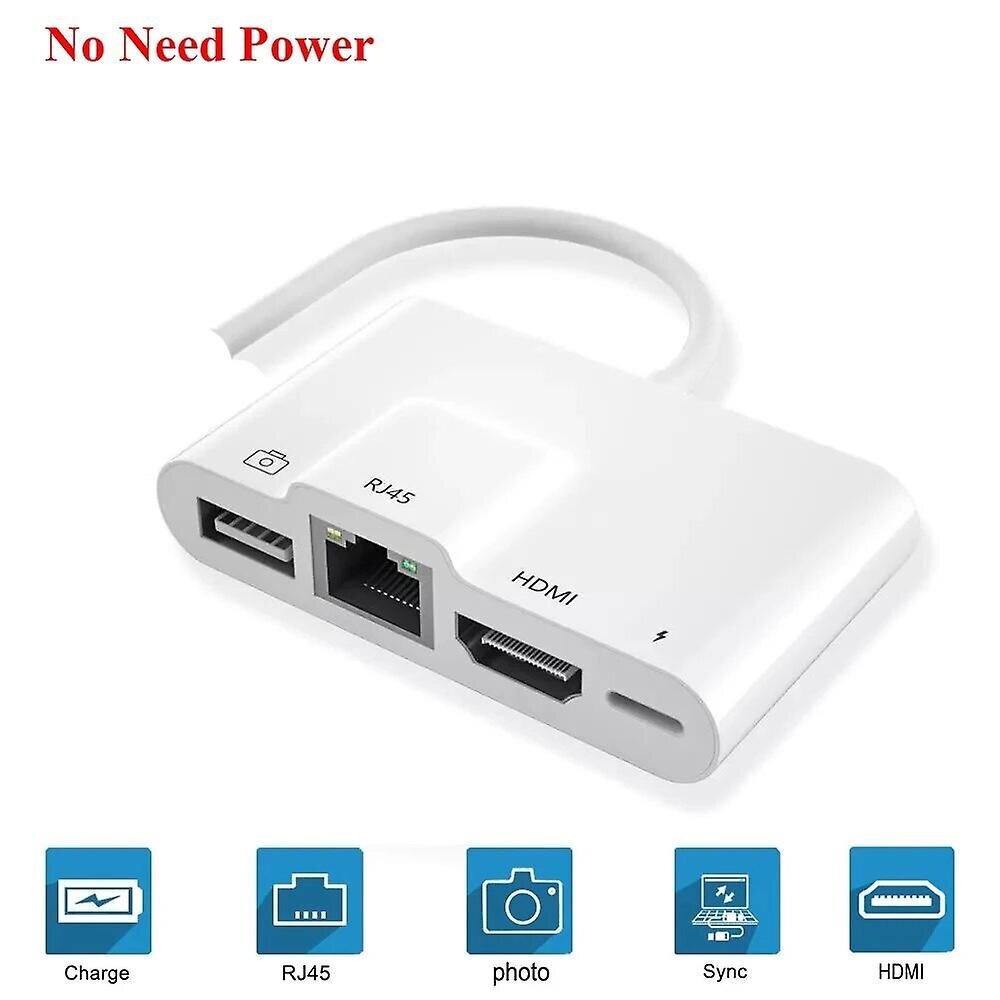 Lightning-mikrofoni helikaabel Aux Jack Dual USB Hub HDMI Adapter 4K AV TV OTG Laadimine iPhone 12/11Pro/11/XS//X/8/iPad~29850 jaoks цена и информация | Kaablid ja juhtmed | kaup24.ee